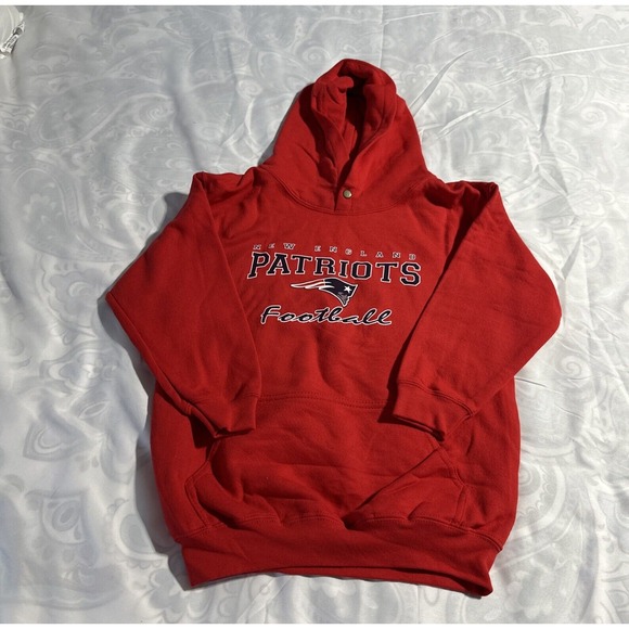Gildan‎ New England Patriots Football Red Hooded Sweatshirt Youth Medium - Picture 1 of 10